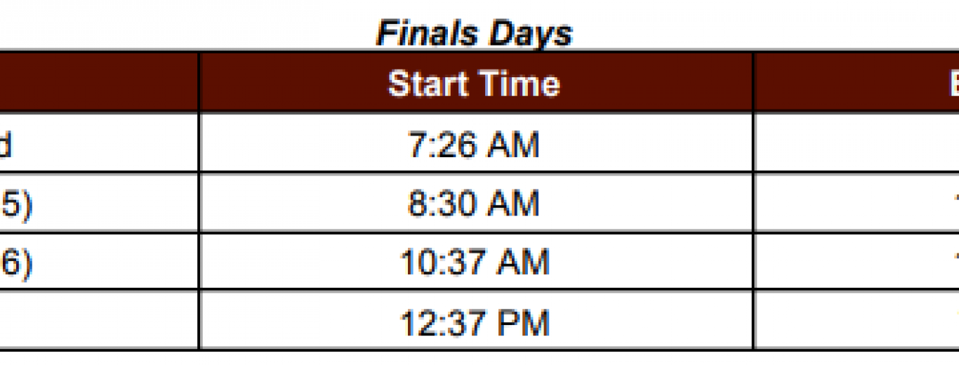 Finals Schedule